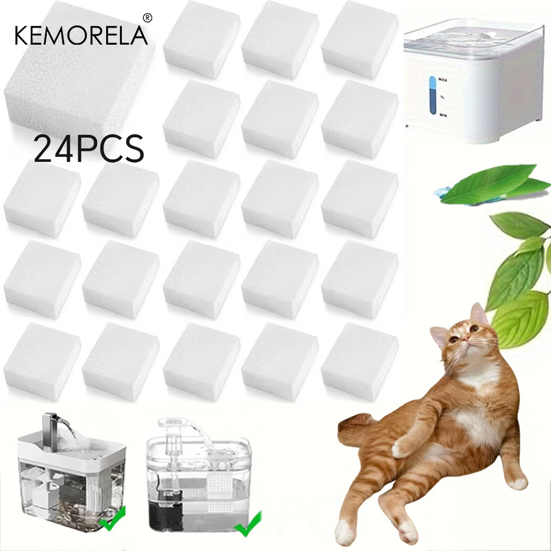 Pet Water Fountain Pump Replacement - KEMORELA 8/16/24PCS Replacement Pre Filter Sponge