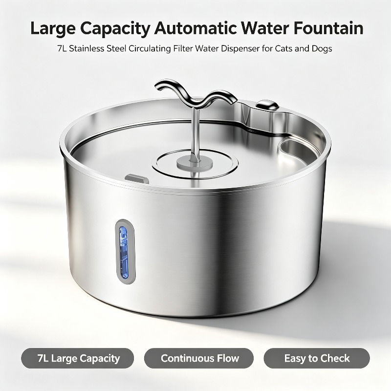 Dog Water Fountain Large - Stainless Steel Pet Water Fountain, Large