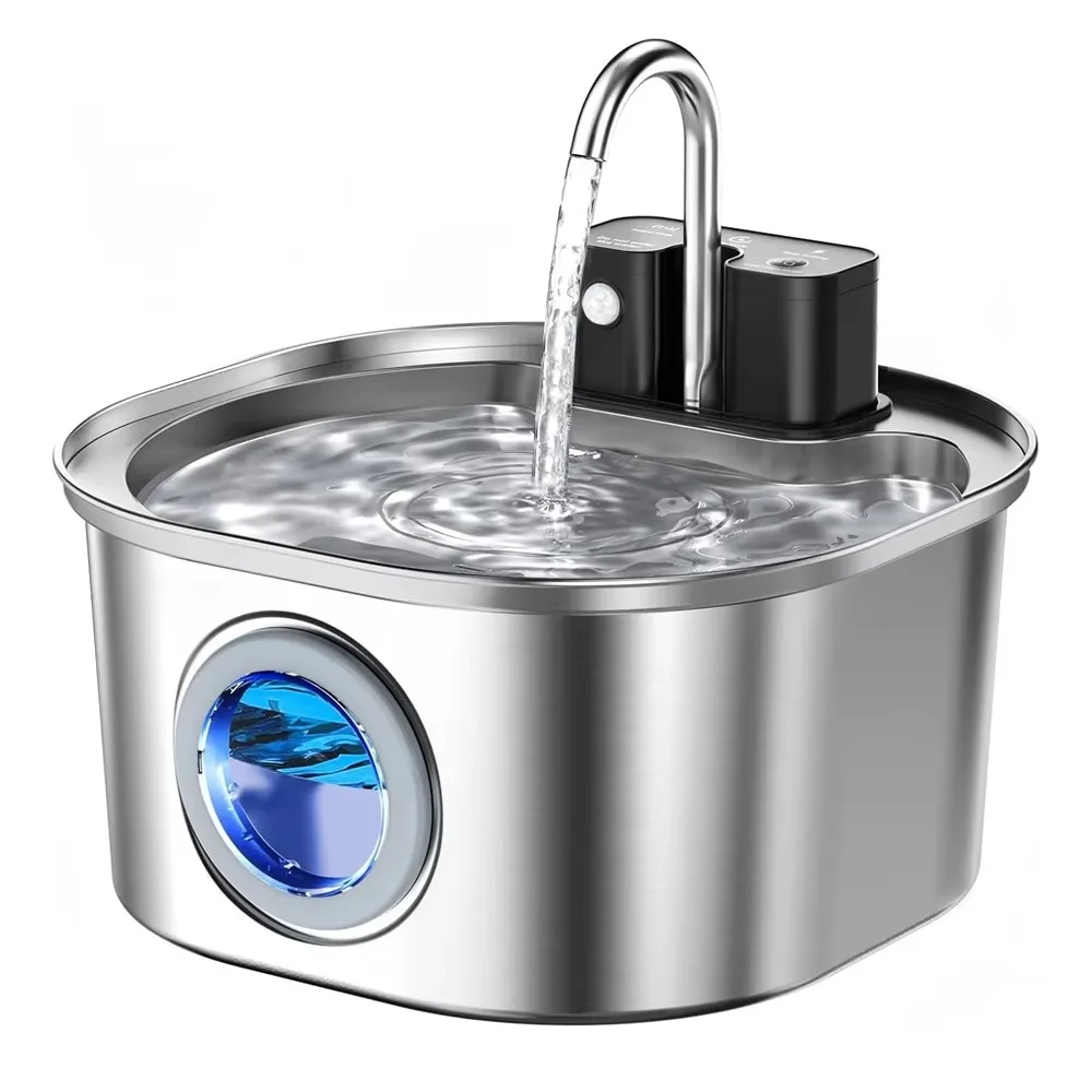 Wireless Pet Water Fountain Battery - 3L Stainless Steel Wireless Recharging Sensor