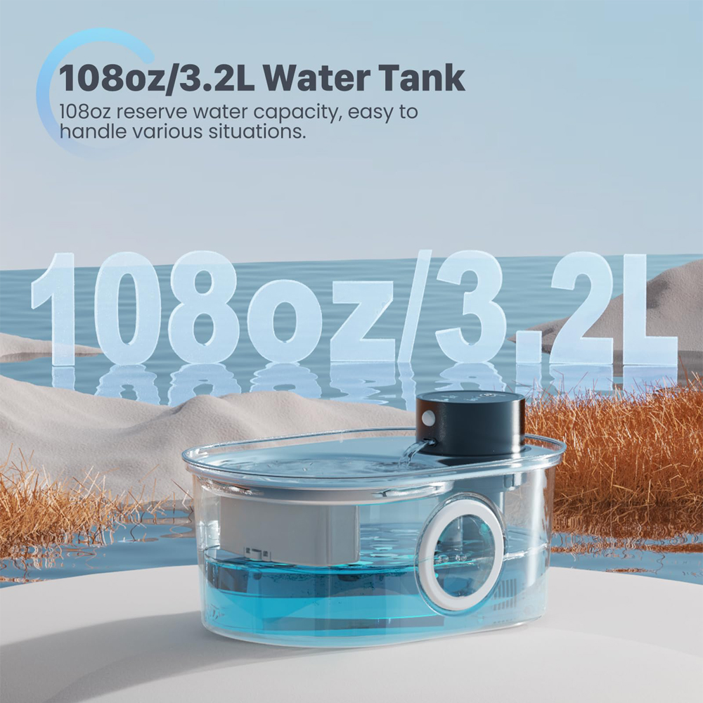 108oz/3.2L Stainless Steel Wir - đánh giá và giá Wireless Pet Water Fountain Battery