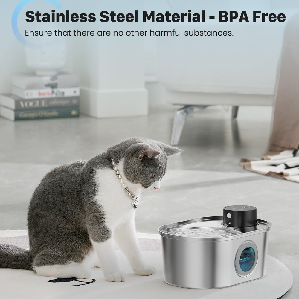 108oz/3.2L Stainless Steel Wir - đánh giá và giá Wireless Pet Water Fountain Battery