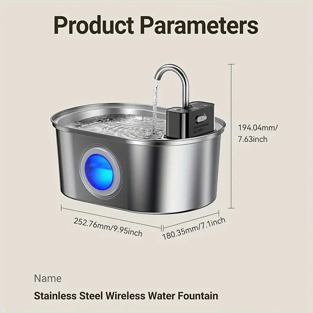 3.2L Stainless Steel Wireless  - đánh giá và giá Wireless Pet Water Fountain Battery