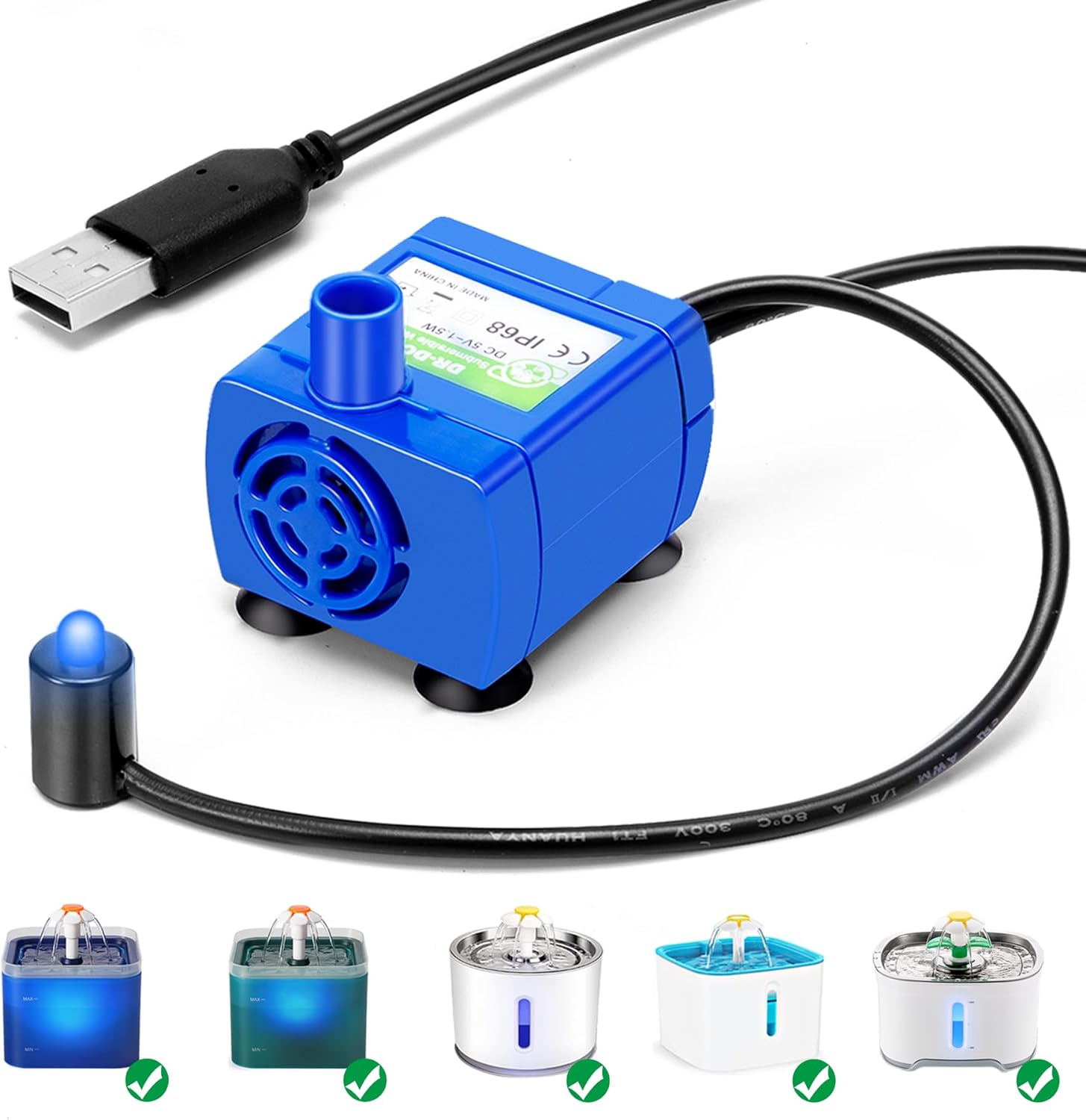 Water Pump LED Light Pet Cat W - đánh giá và giá Pet Water Fountain Pump Replacement