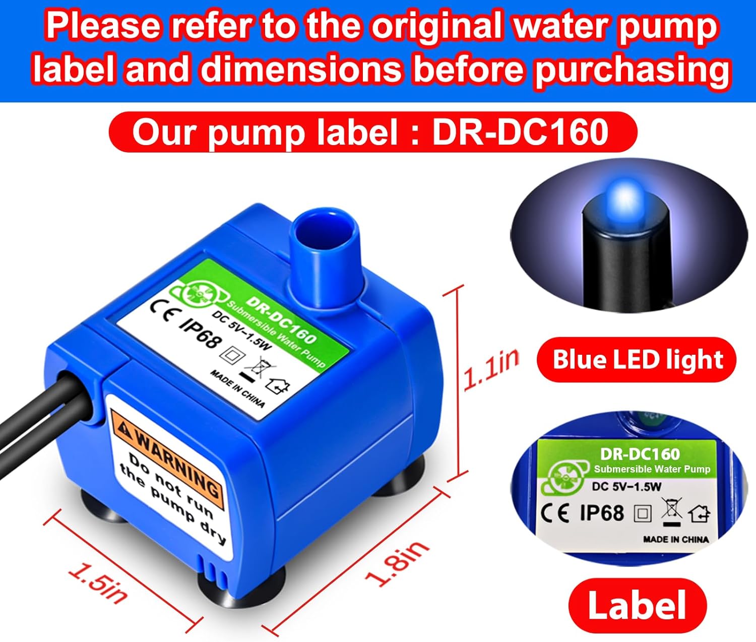 Water Pump LED Light Pet Cat W - đánh giá và giá Pet Water Fountain Pump Replacement