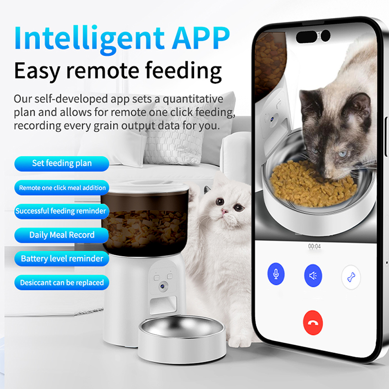 3L Stainless Steel Pet Feeder  - đánh giá và giá Smart Pet Feeder Camera Wifi