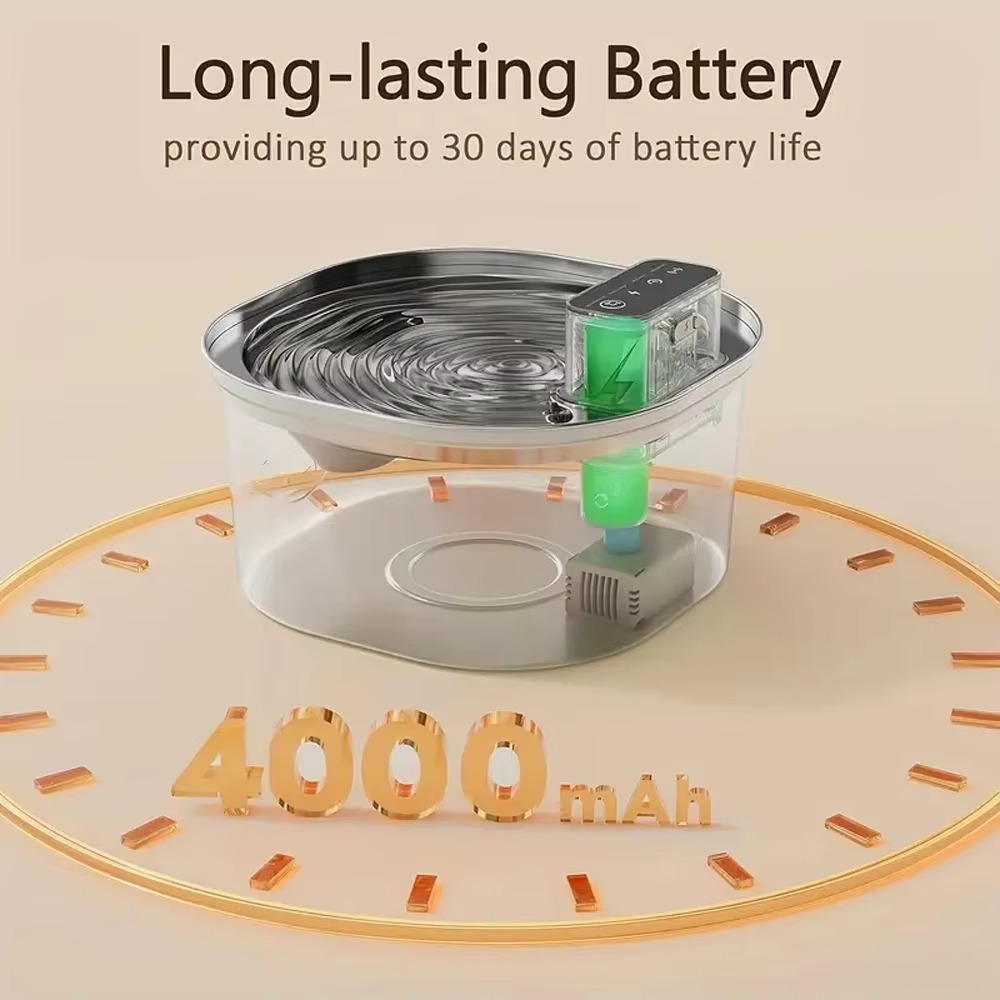 FurStar3.2L Stainless Steel Au - đánh giá và giá Wireless Pet Water Fountain Battery