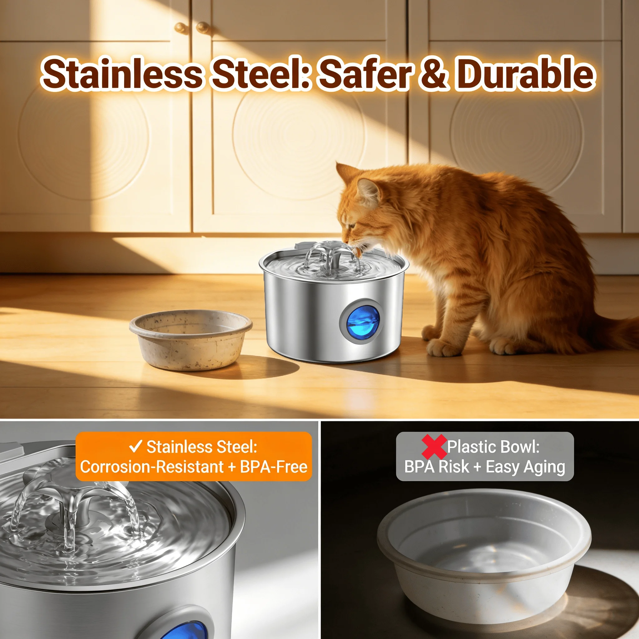 3.2L Ultra Quiet Stainless Ste - đánh giá và giá Pet Water Fountain Stainless Steel