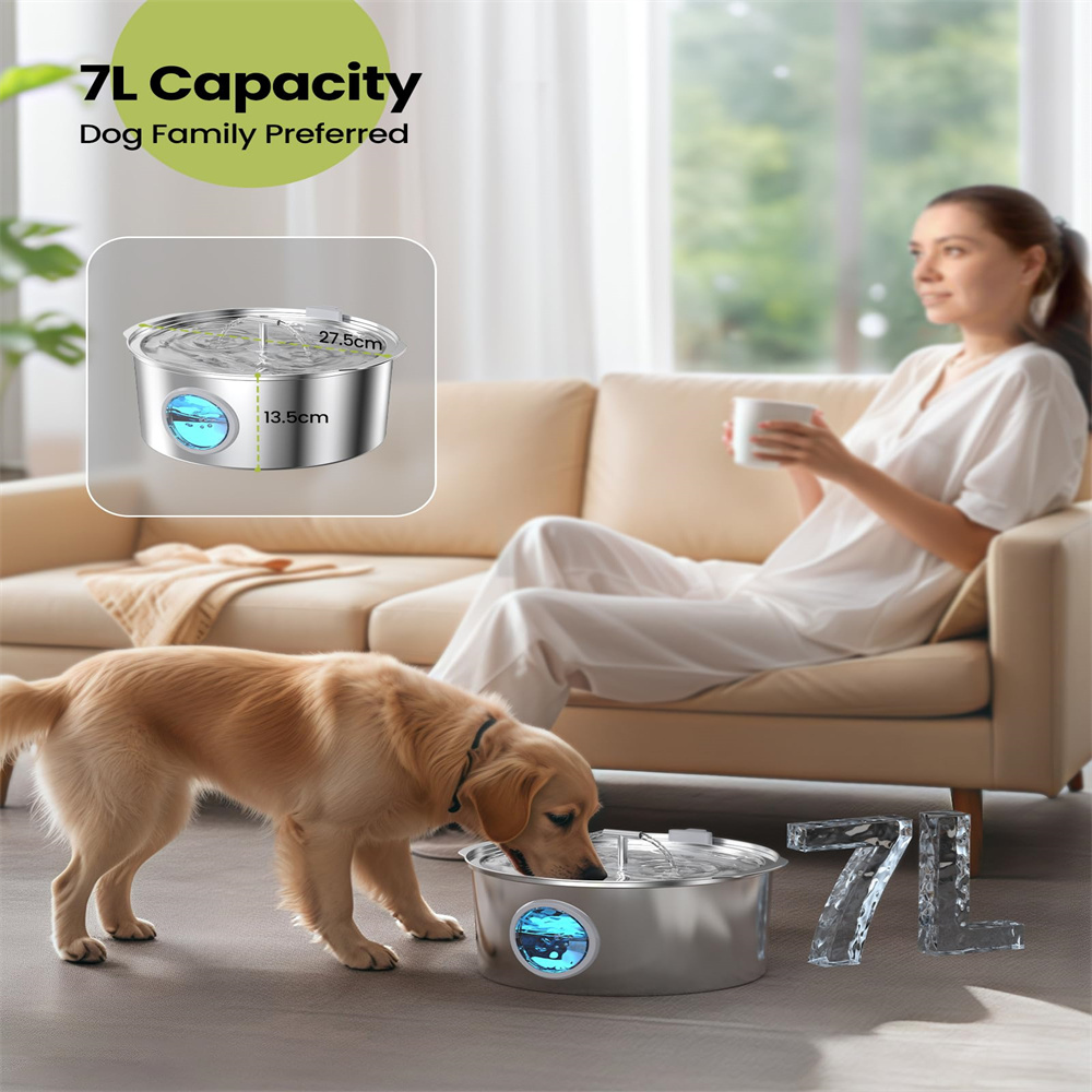 7L Large Capacity Stainless st - đánh giá và giá Dog Water Fountain Large
