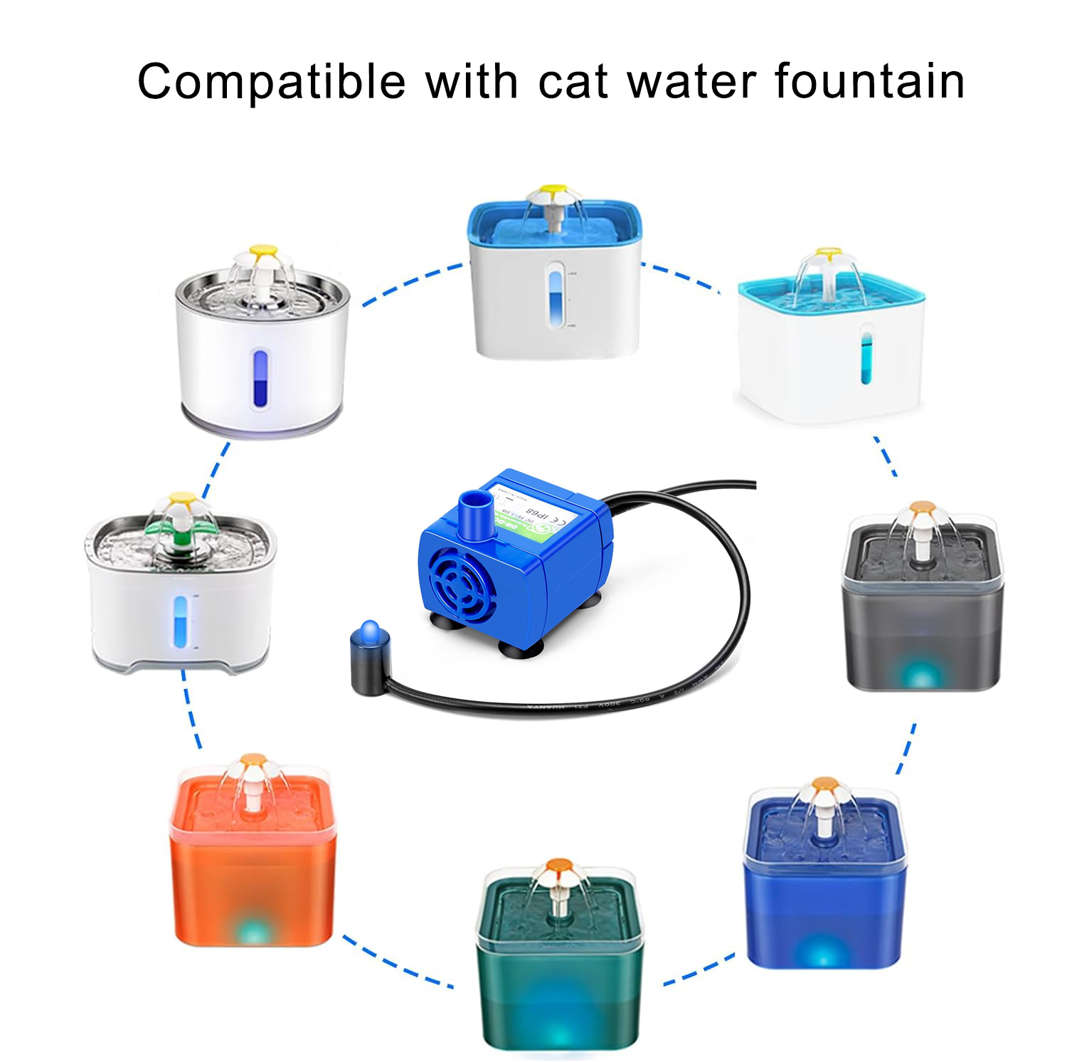 Cat Water Fountain LED Light P - đánh giá và giá Pet Water Fountain Pump Replacement