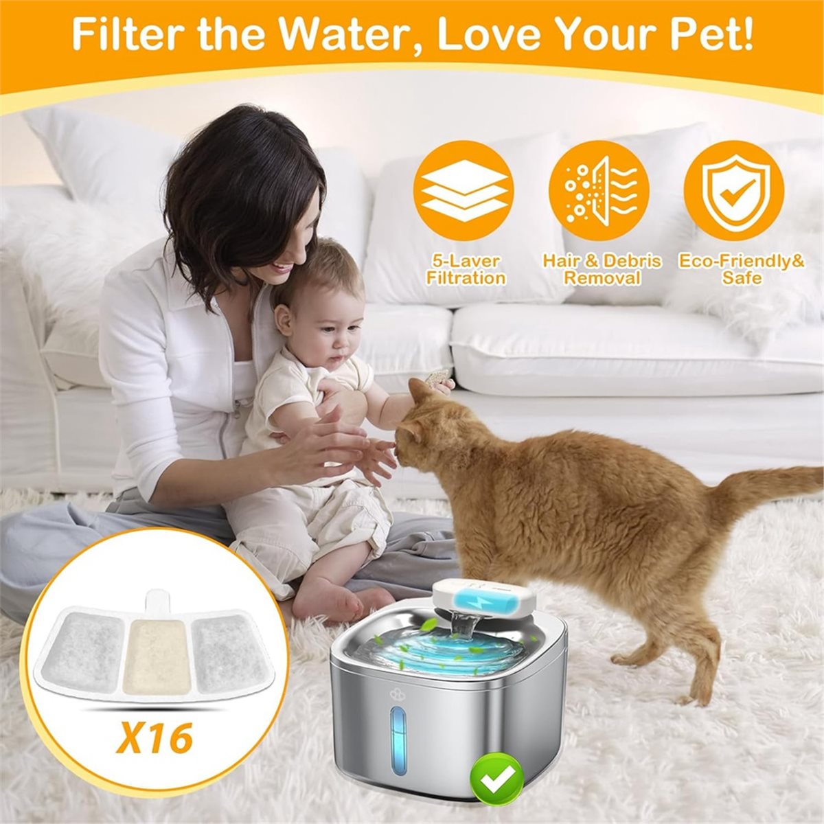 Aug.A632F-16PCS Replacement Fi - đánh giá và giá Pet Water Fountain Pump Replacement