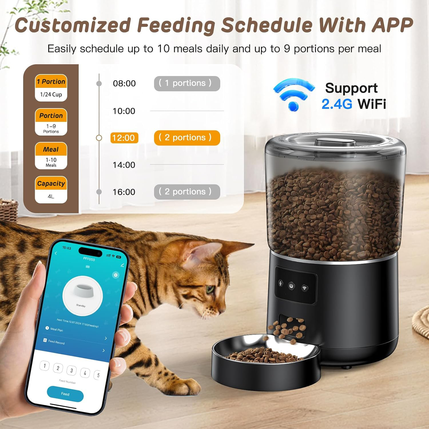 4L WiFi Smart Automatic Pet Fe - đánh giá và giá Pet Feeder App Control Portion