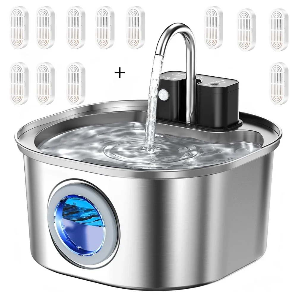 3L Stainless Steel Wireless Re - đánh giá và giá Wireless Pet Water Fountain Battery