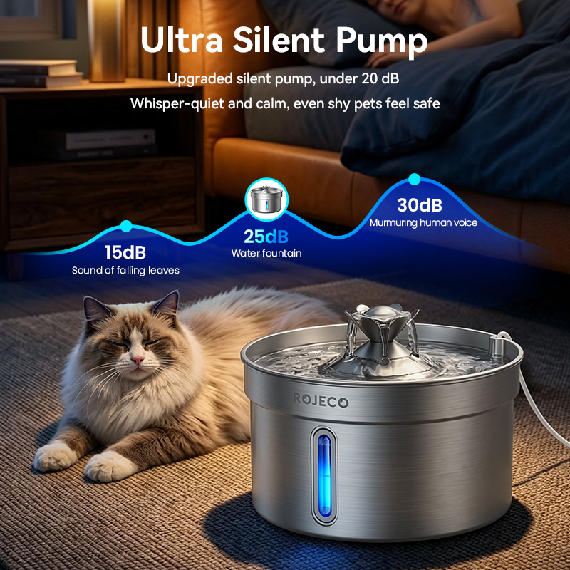 ROJECO 4L Stainless Steel Cat  - đánh giá và giá Pet Water Fountain Stainless Steel