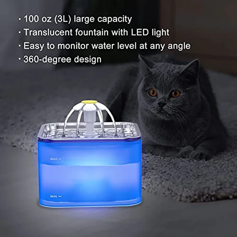3L Crystal Cat Water Fountain  - đánh giá và giá Automatic Cat Water Dispenser 3L