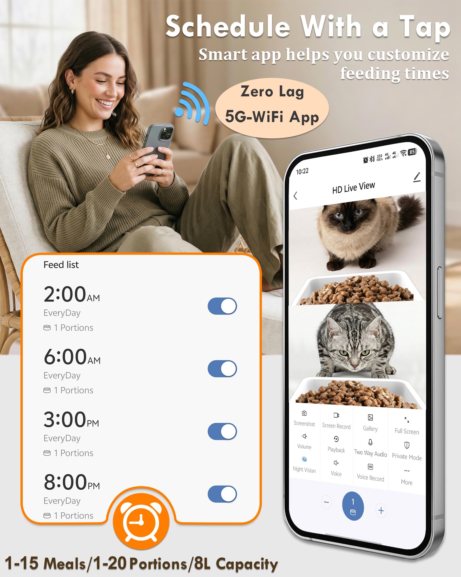 5GHz WiFi 8L Smart Automatic P - đánh giá và giá Smart Pet Feeder Camera Wifi
