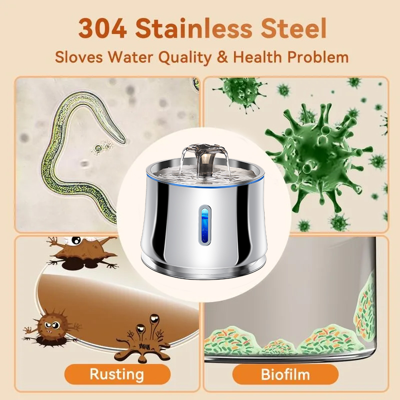 Stainless Steel Water Fountain - đánh giá và giá Pet Water Fountain Stainless Steel
